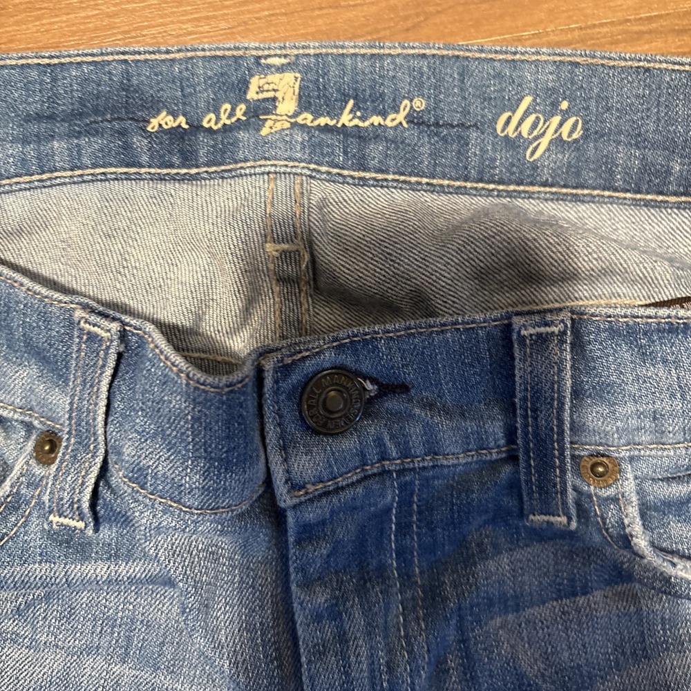 7 For All Mankind Dojo Blue Flared Jeans Womens Size 28 U115E202S-202S - Picture 2 of 9